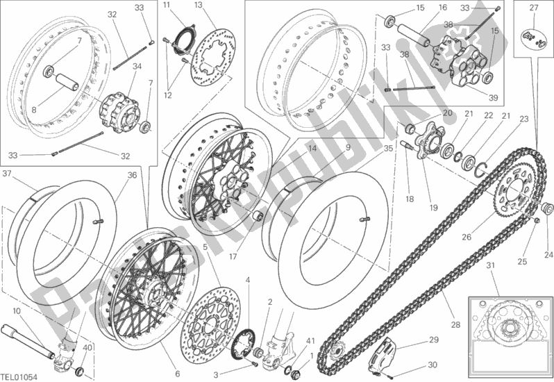 All parts for the Ruota Anteriore E Posteriore of the Ducati Scrambler Desert Sled Thailand USA 803 2018